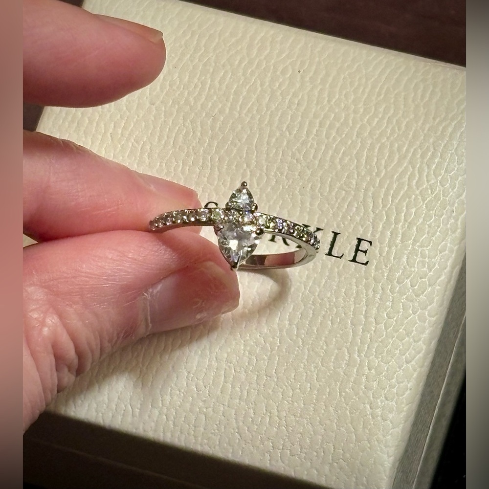 Rhodium Plated Silver Ring with Clear AAA Cubic Zirconia-Size 8